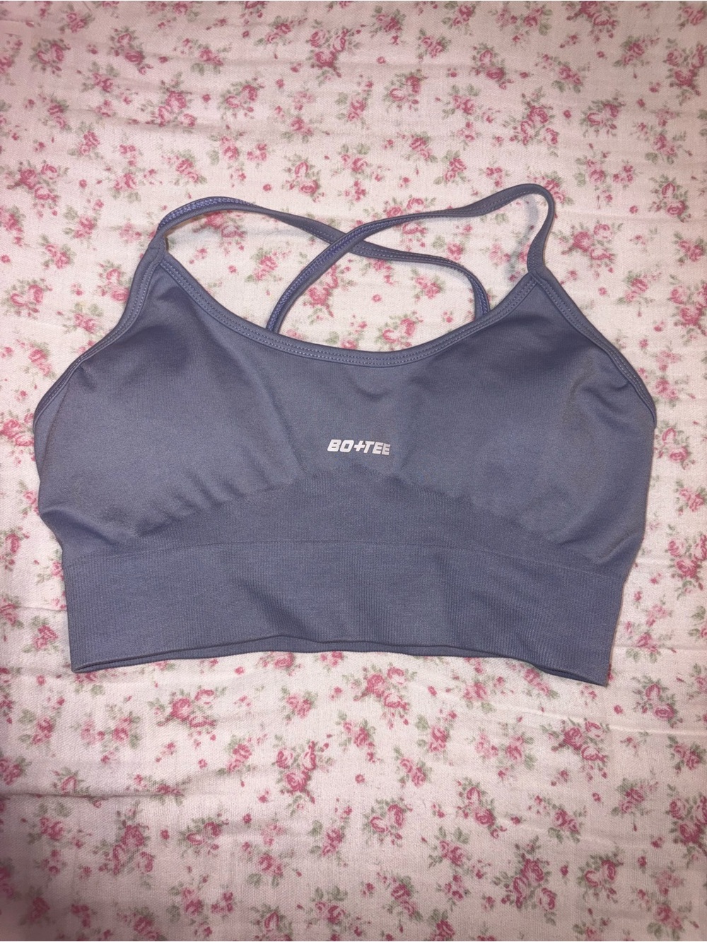 Women's Strappy Sports Bra — Dusty Blue